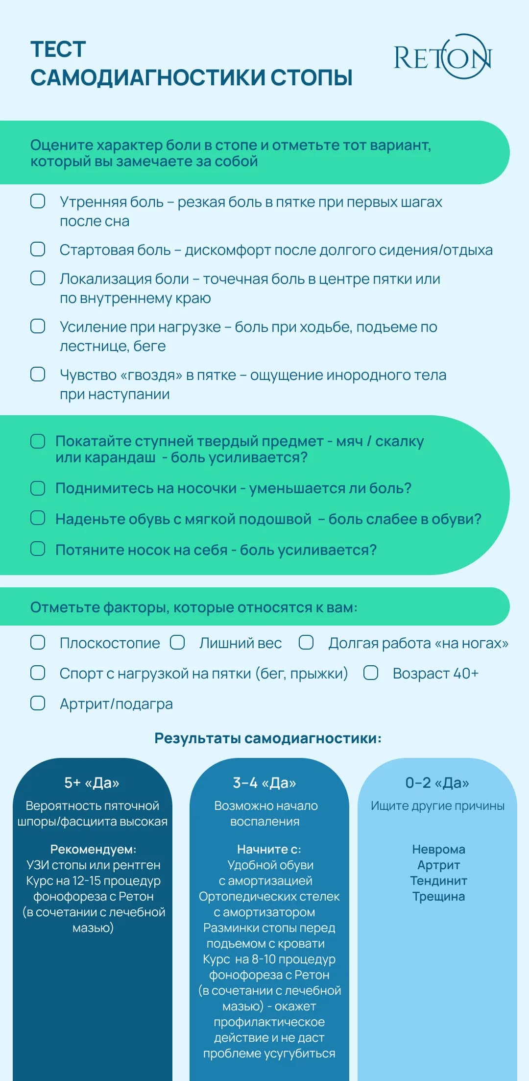 Тест самодиагностики стоп